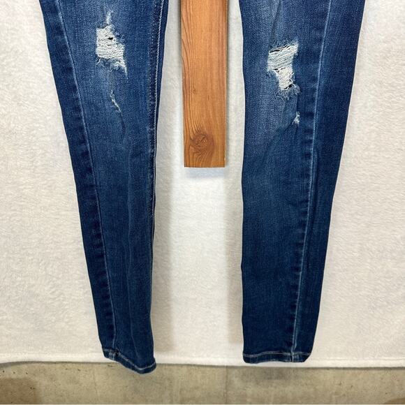 Kancan Dark Wash High Rise Distressed Skinny Jeans Size 24 - Picture 3 of 10